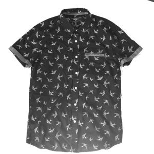 Navy blue bird button up